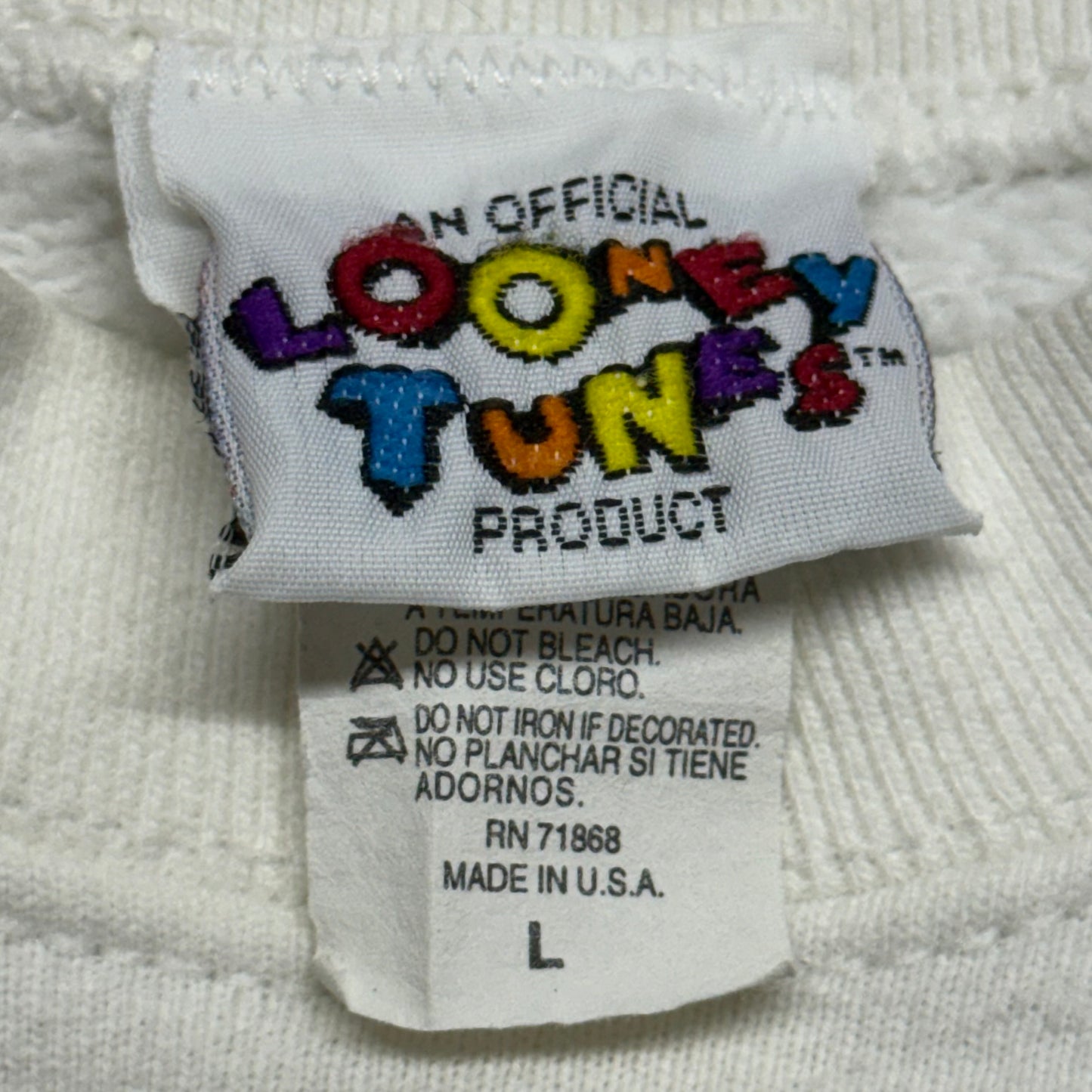 Looney Tunes Taz, 1996 Freeze Crewneck Sweatshirt, Size: Large