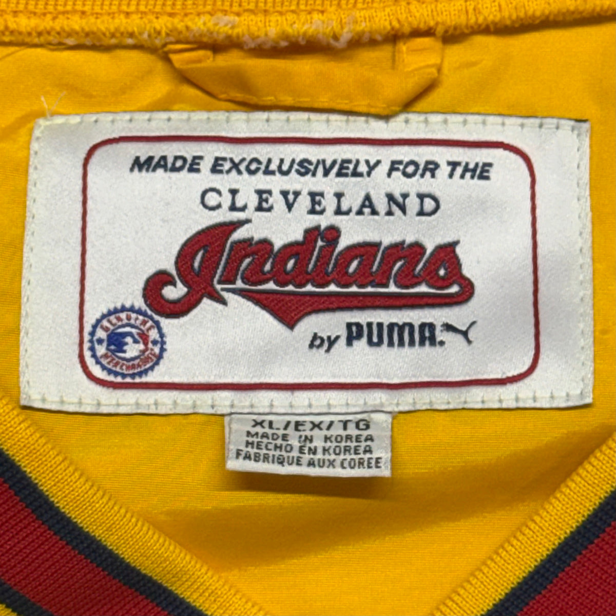 Cleveland Indians, Vintage 1990s Yellow Puma Windbreaker Jacket, Size: XL