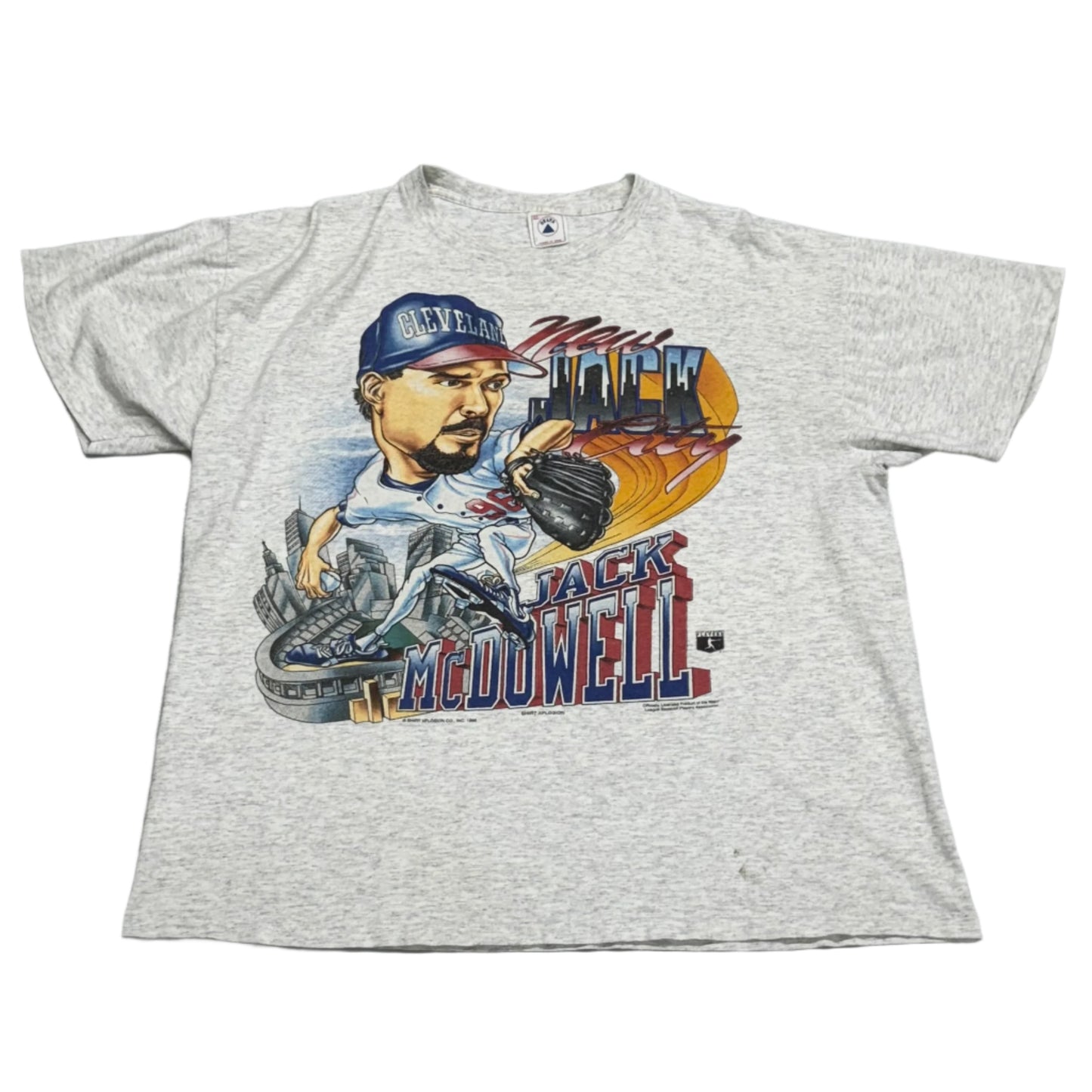 Cleveland Indians, Vintage 1990s Jack McDowell Caricature T-shirt, Size: XL