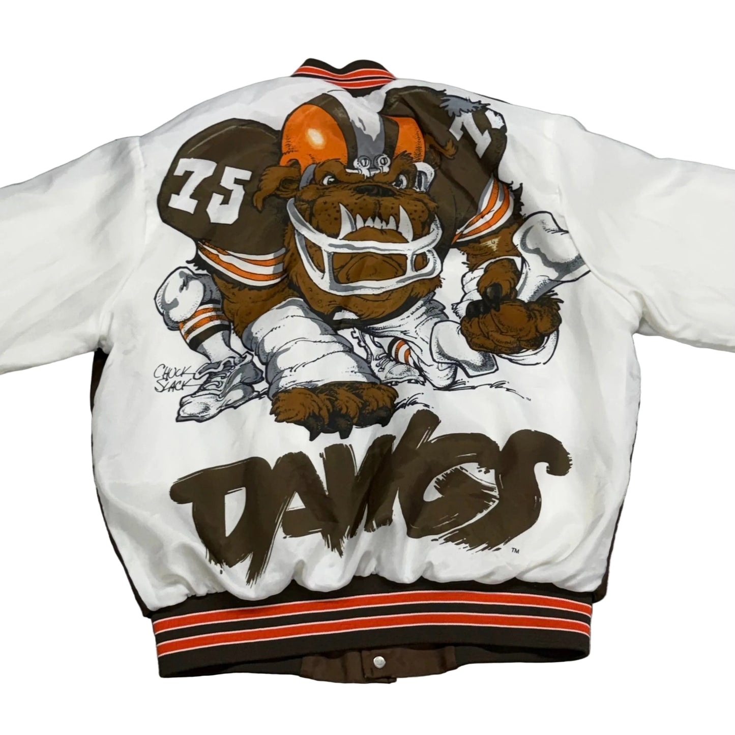 Cleveland Browns, Vintage 1990s Chalk Line "Fanimation" Satin Bomber Jacket, Size: Medium