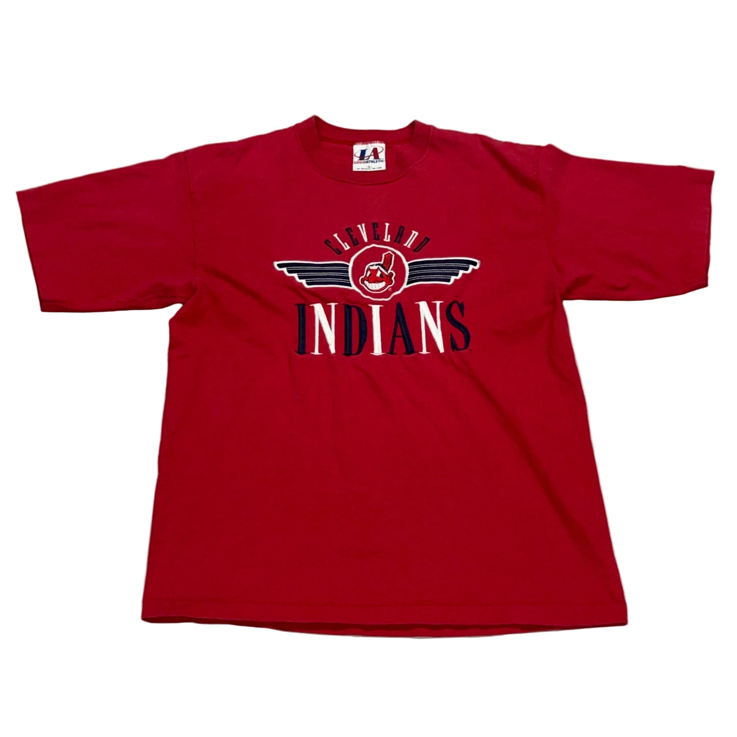 Cleveland Indians, Vintage Embroidered Logo Athletic T-shirt, Size: Large