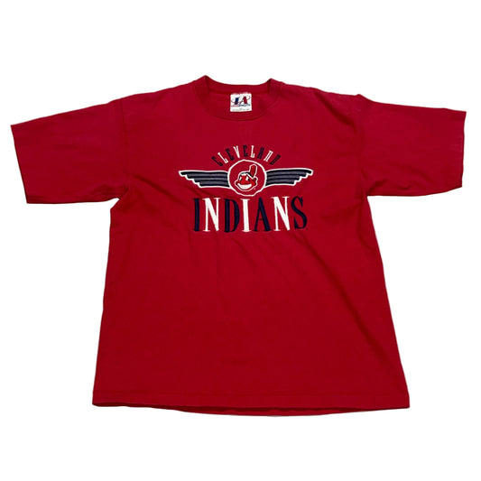 Cleveland Indians, Vintage Embroidered Logo Athletic T-shirt, Size: Large