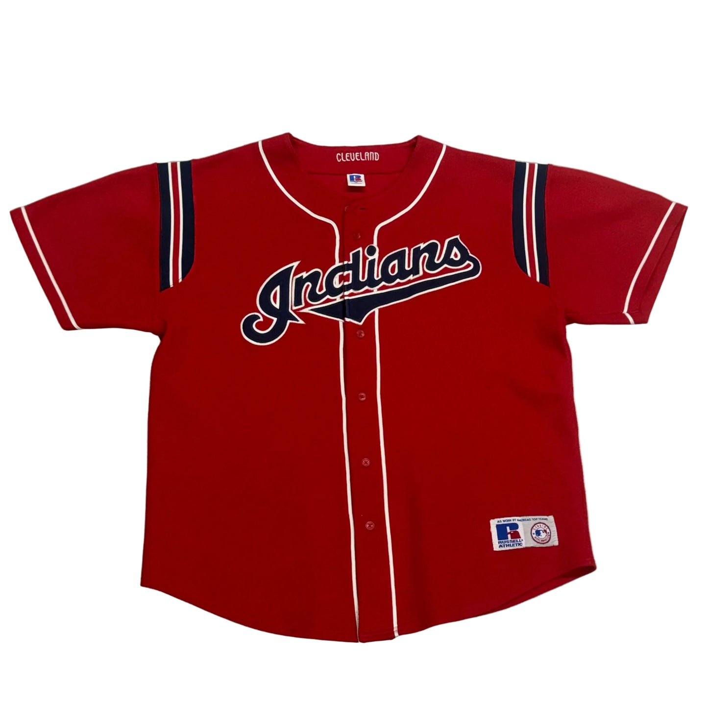Cleveland Indians, Vintage 1990s Red Russell Athletic Jersey, Size: XL