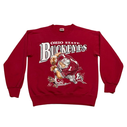 Ohio State University Buckeyes, Vintage 1990s Jack Davis, Nutmeg Sweatshirt, Size: Large