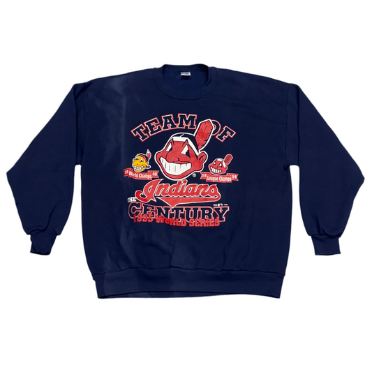 Cleveland Indians, Vintage 1990s Crewneck Sweatshirt, Size: XXL