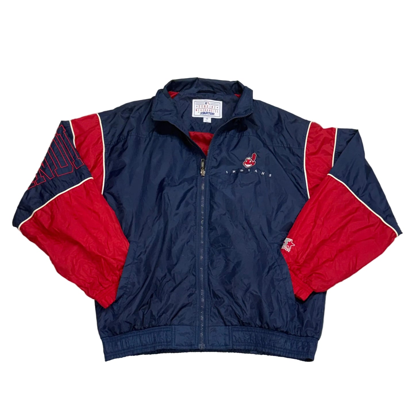 Cleveland Indians, Vintage 1990s Starter Full Zip Windbreaker Jacket, Size: Medium