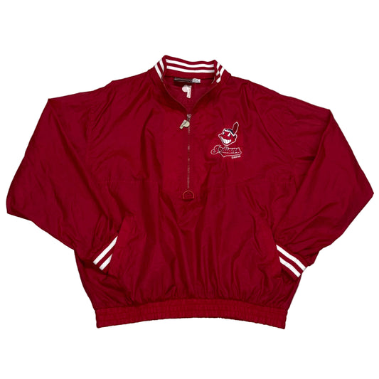 Cleveland Indians, Vintage 1998 Pro Player 1/4 Zip Windbreaker Jacket, Size: XL