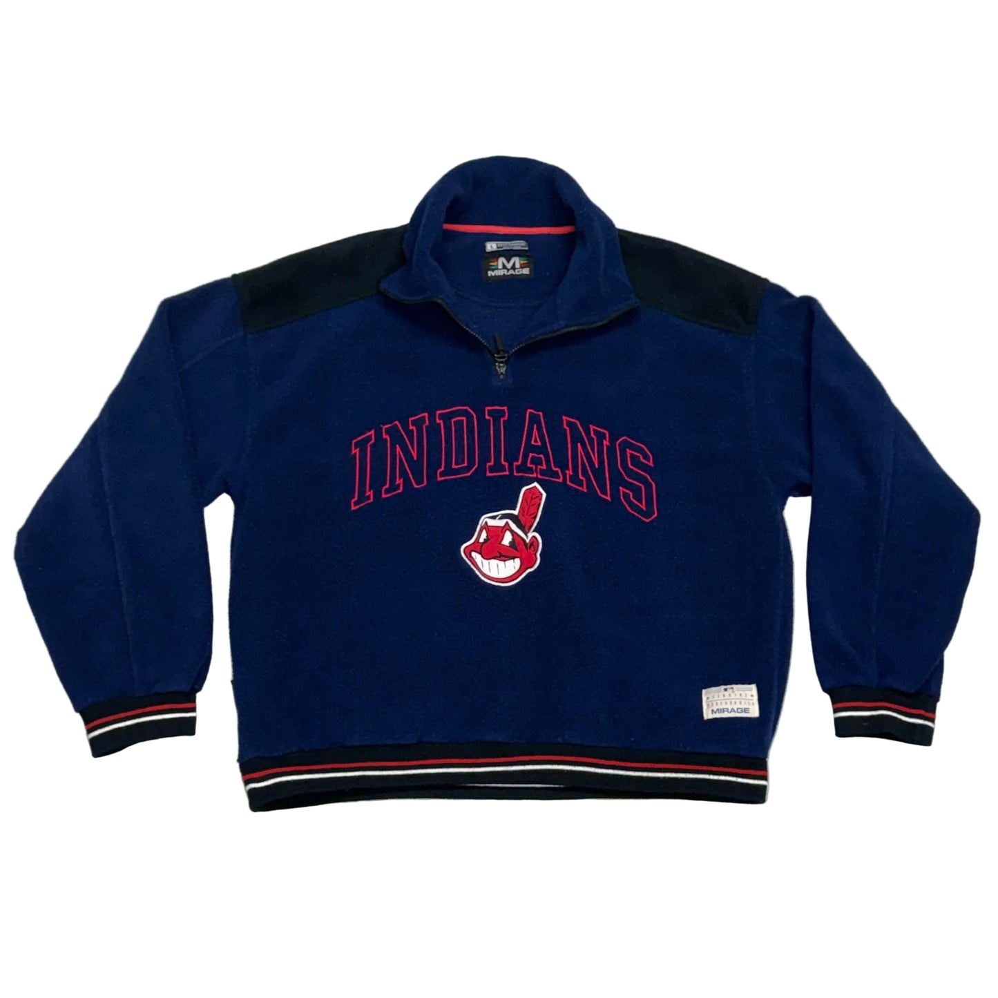 Cleveland Indians, Vintage 1990s Mirage 1/4 Zip Fleece, Size: Large