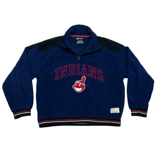 Cleveland Indians, Vintage 1990s Mirage 1/4 Zip Fleece, Size: Large