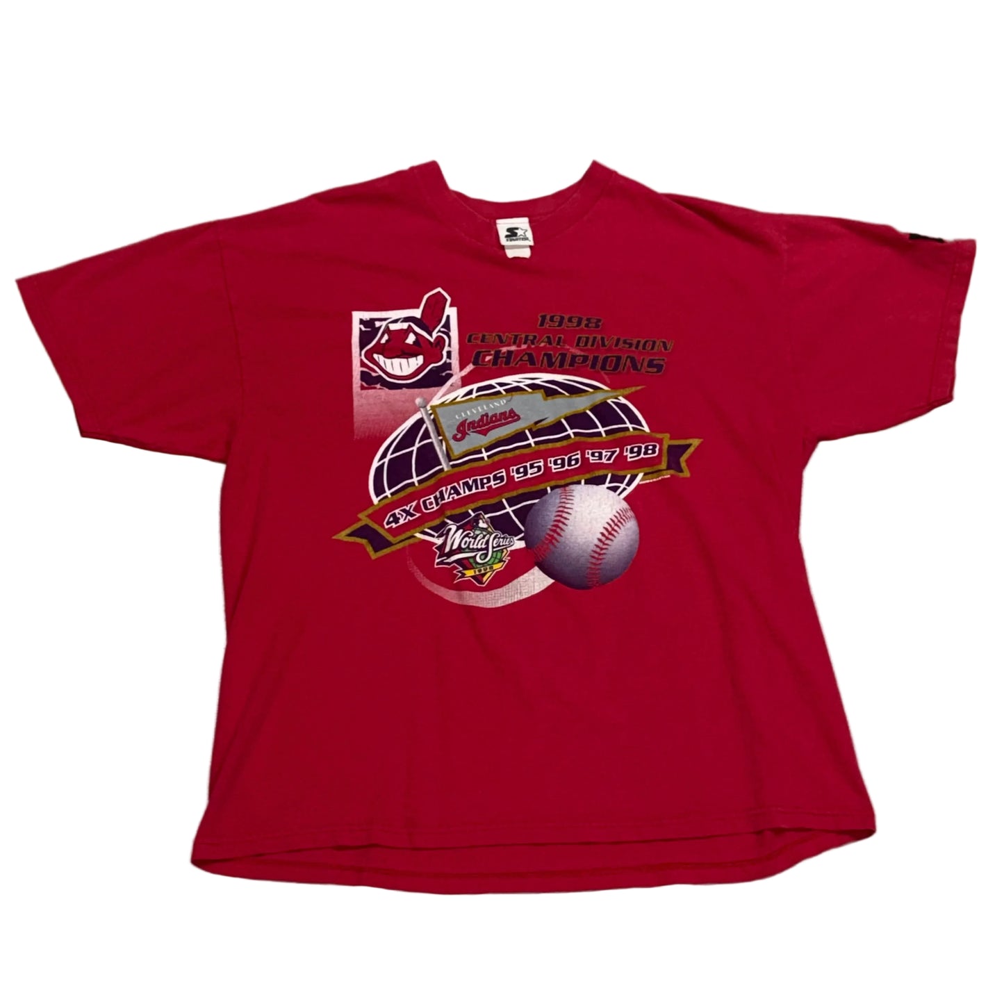 Cleveland Indians, Vintage 1998 Starter Division Champions T-shirt, Size: Large