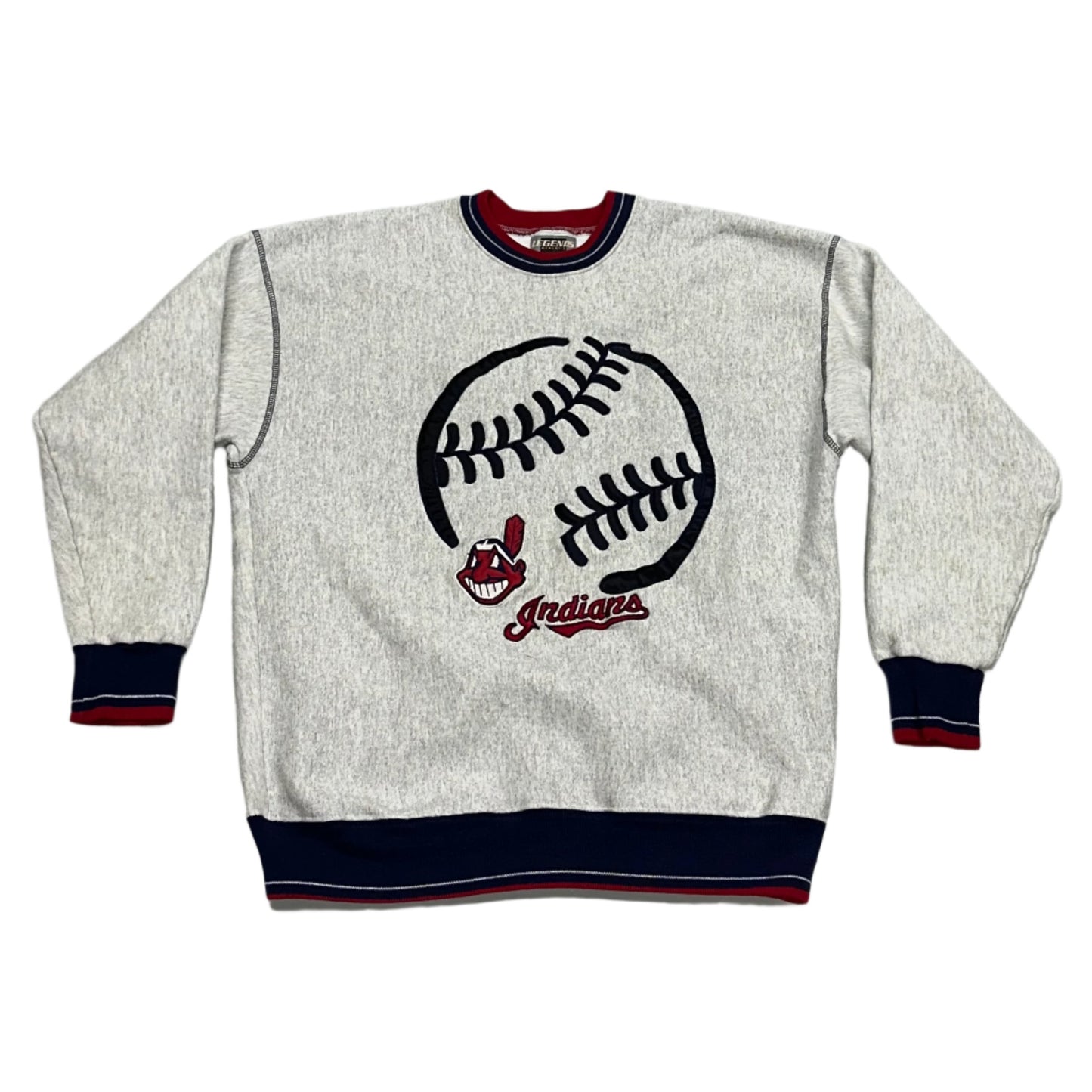 Cleveland Indians, Vintage 1990s Embroidered Sweatshirt, Size: XL