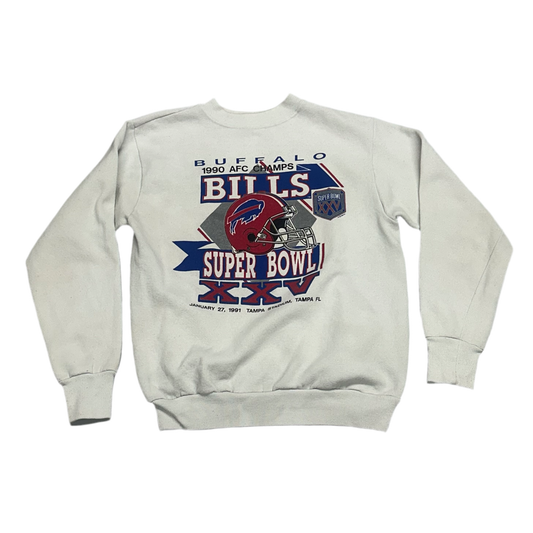 Buffalo Bills, Vintage 1990 Trench Sweatshirt, Size: Medium