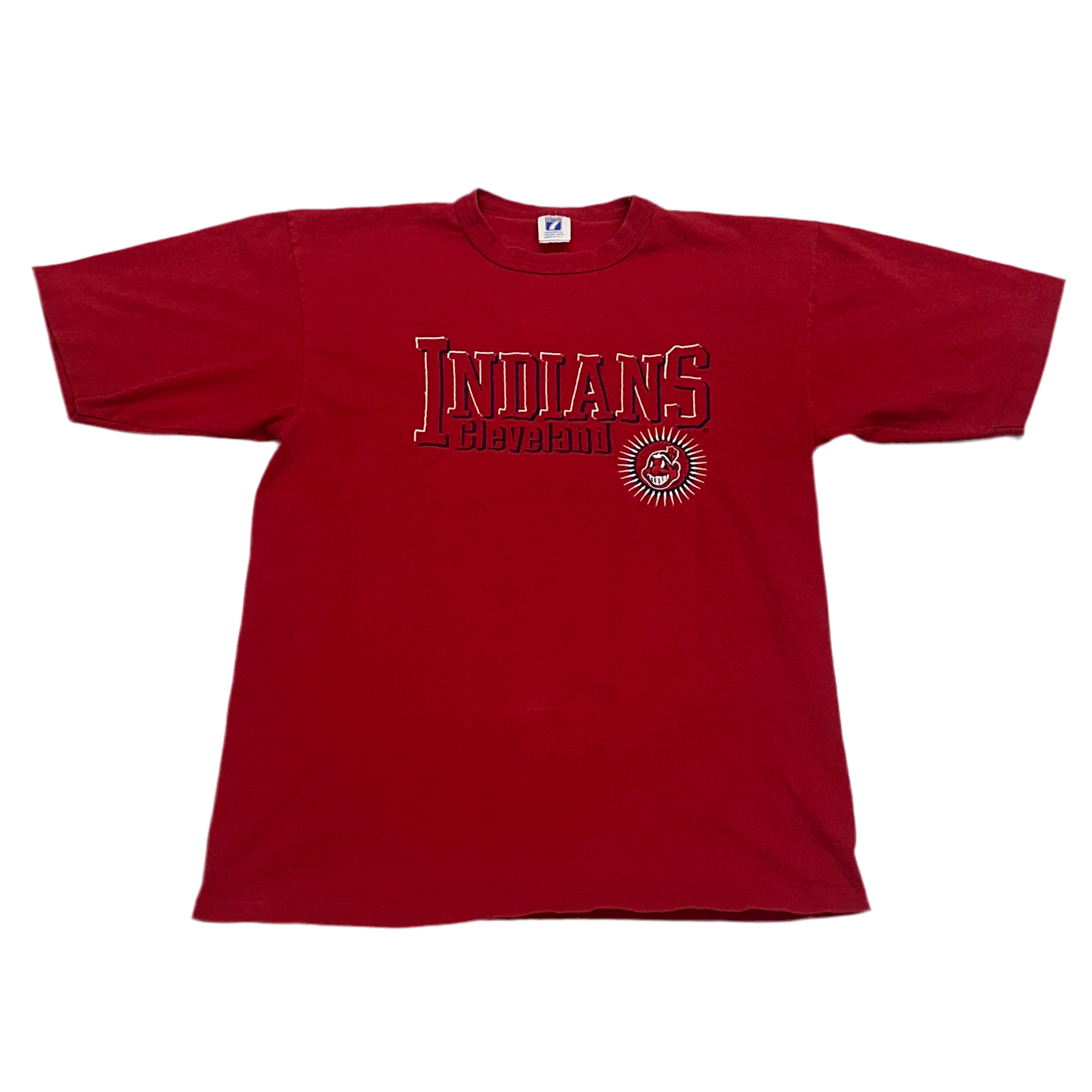 Cleveland Indians, 1990s Embroidered Logo 7 T-shirt, Size: Large