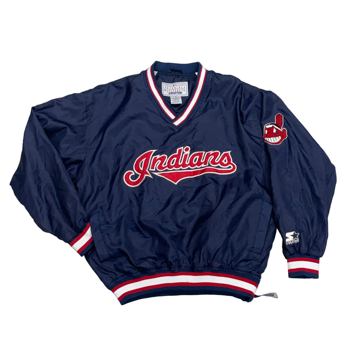 Cleveland Indians, Vintage 1990s Starter Pullover Windbreaker Jacket, Size: Medium