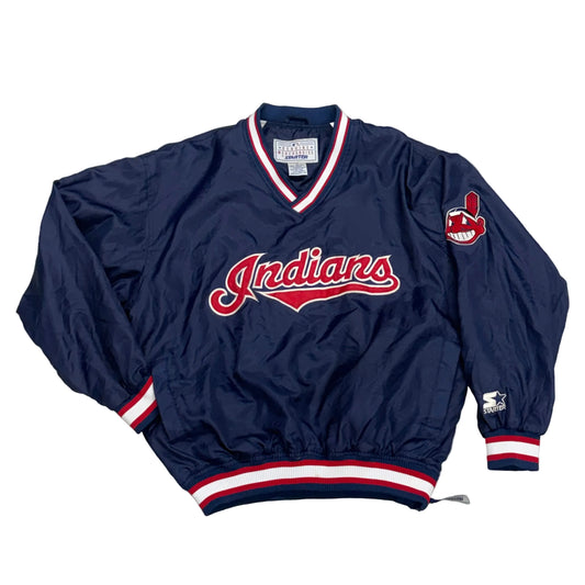 Cleveland Indians, Vintage 1990s Starter Pullover Windbreaker Jacket, Size: Medium