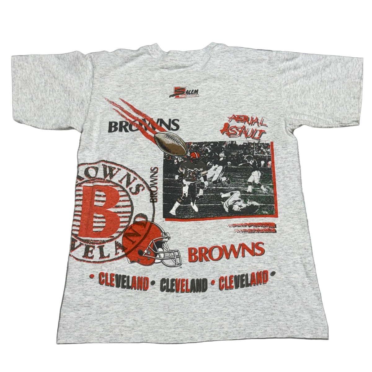 Cleveland Browns, Vintage 1990s “Aerial Assault” Salem AOP T-Shirt, Size: Medium
