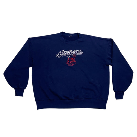 Cleveland Indians, Vintage 1990s Embroidered Sweatshirt, Size: XL