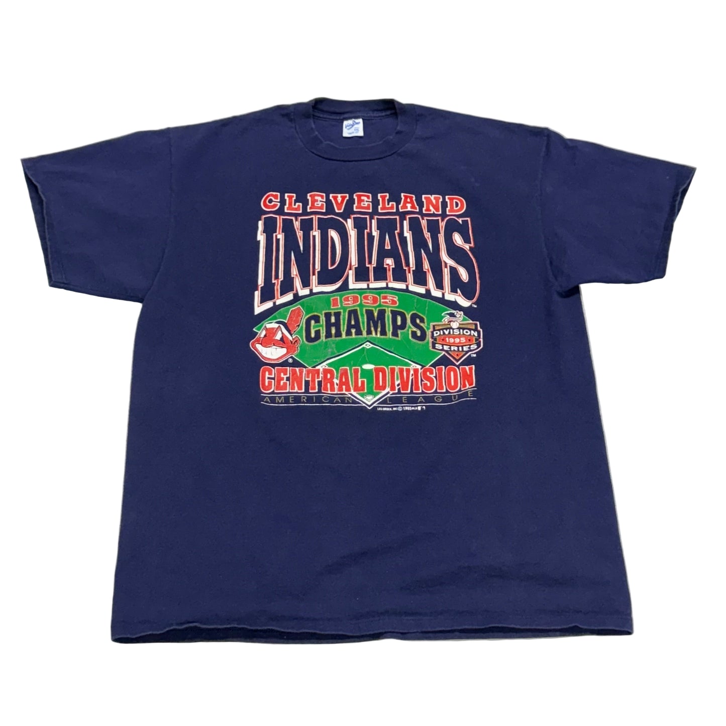 Cleveland Indians, 1995 Division Champions Velva Sheen T-shirt, Size: XXL