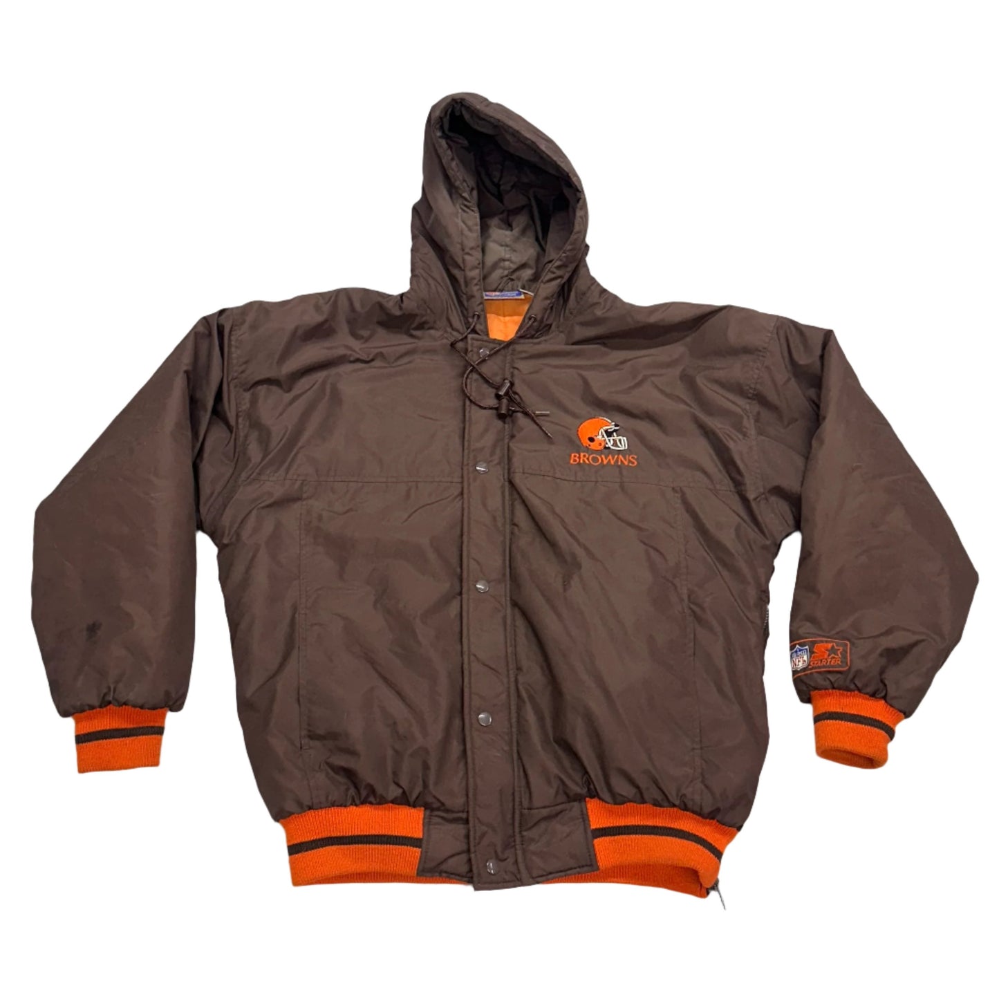 Cleveland Browns, 1990s Puffer Jacket with Hood, Size: Medium