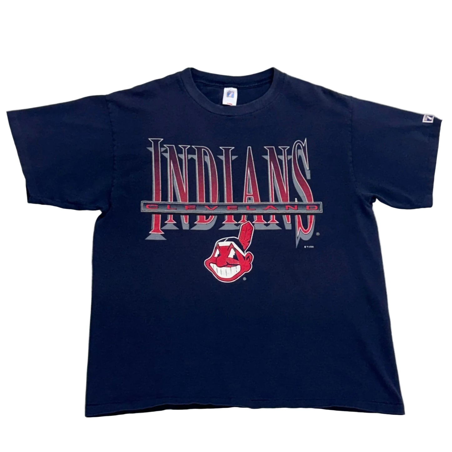 Cleveland Indians, Vintage 1990s Logo 7 T-shirt, Size: XL