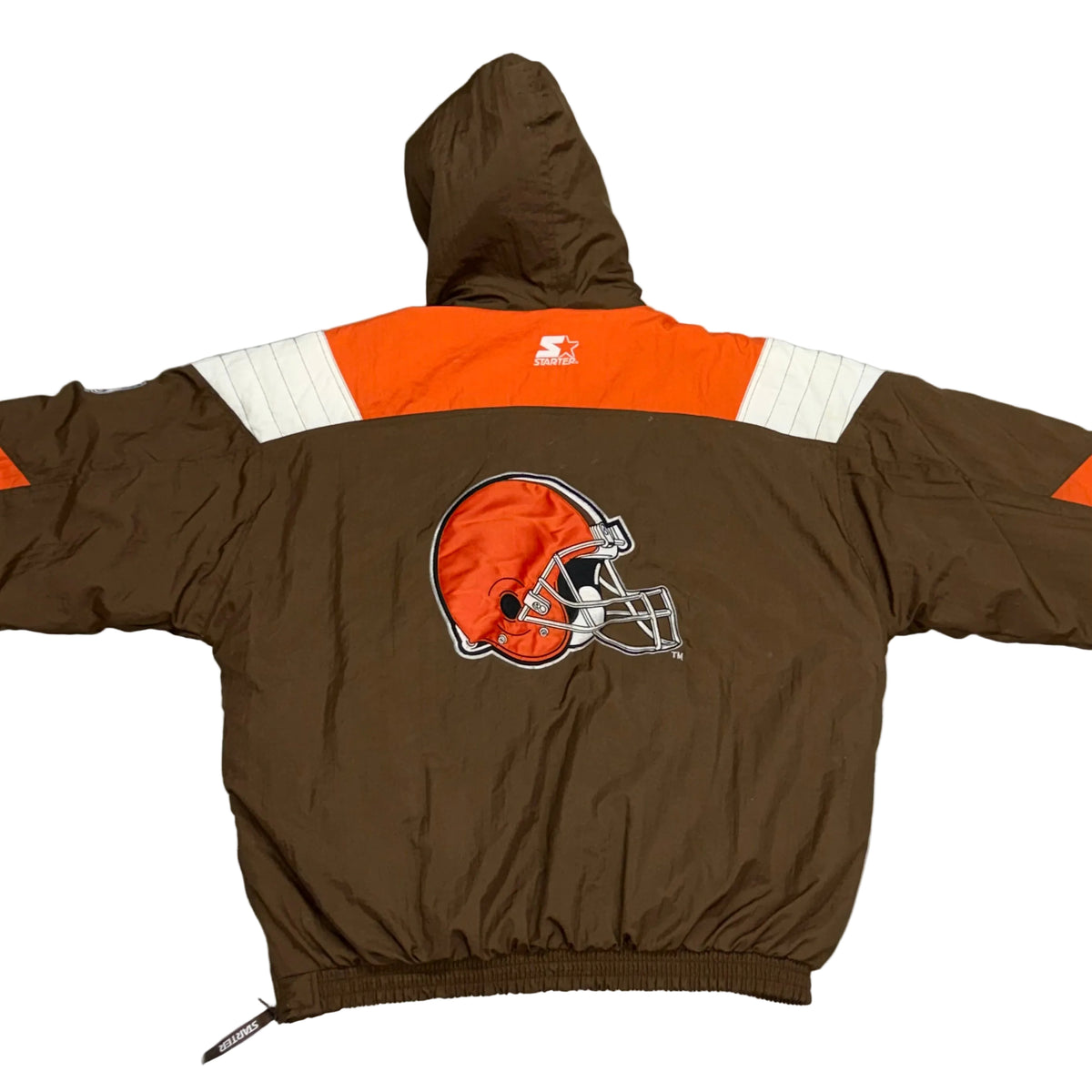 Cleveland Browns, 1990s Starter Pullover Puffer Jacket with Hood, Size: XL