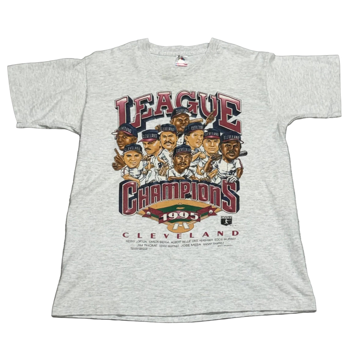 Cleveland Indians, Vintage 1995 AL Champions Caricature T-shirt, Size: Medium
