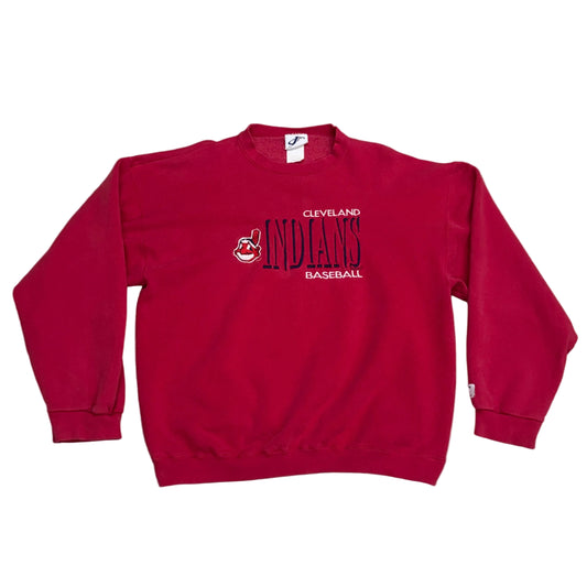 Cleveland Indians, Vintage 2000s Logo Athletic Embroidered Sweatshirt, Size: XLT