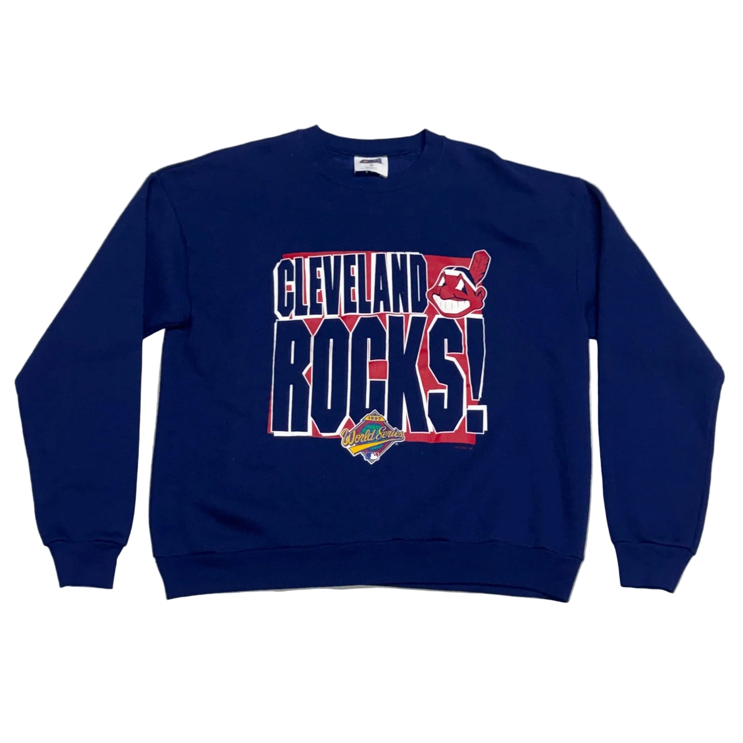 Cleveland Indians, Vintage 1997 “Cleveland Rocks” Crewneck Sweatshirt, Size: XL