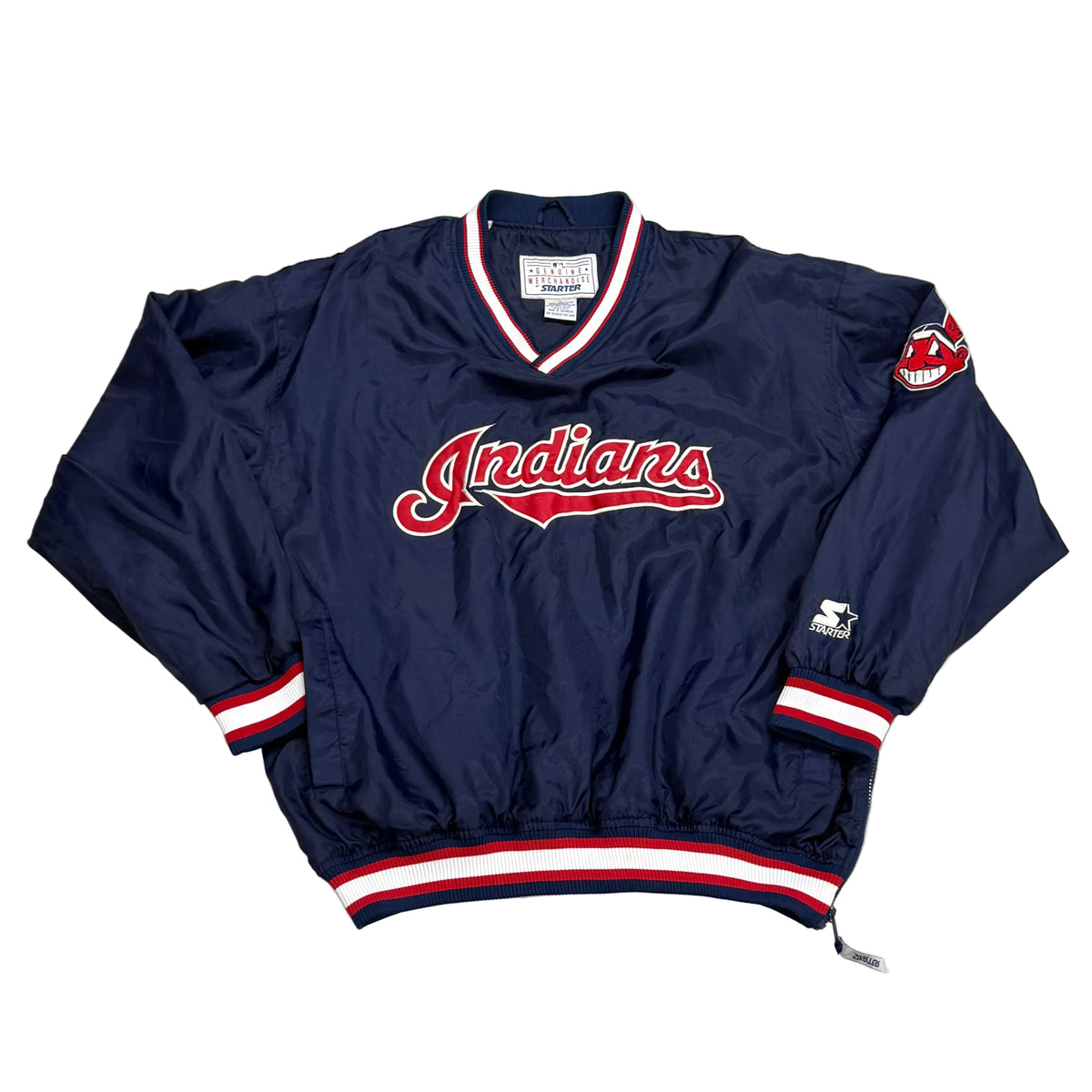 Cleveland Indians, Vintage 1990s Starter Pullover Windbreaker Jacket, Size: Large