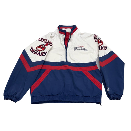Cleveland Indians,  Vintage 1990s Starter 1/4 Zip Windbreaker, Size: Medium