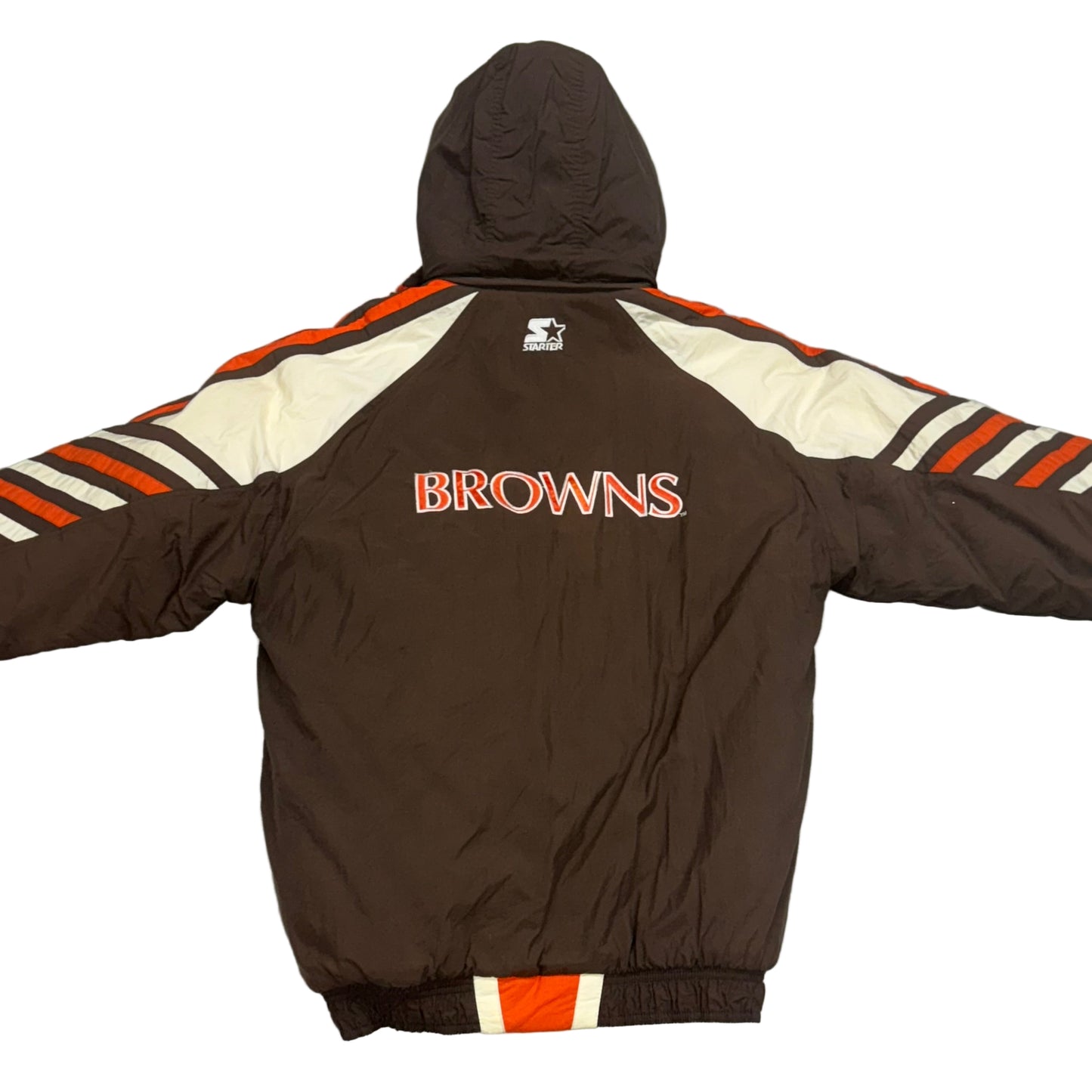 Cleveland Browns, 1990s Starter Puffer Jacket with Hood, Size: Large