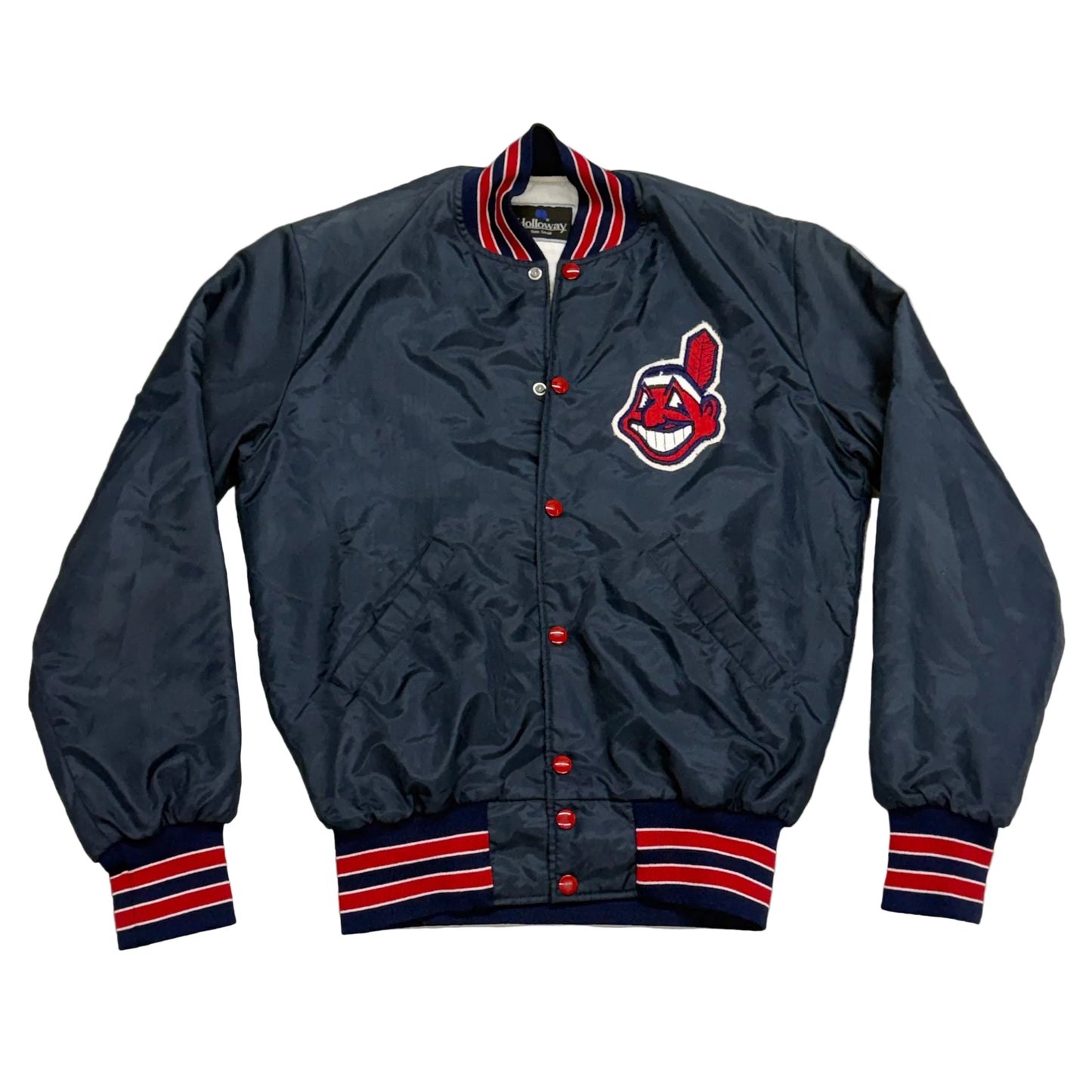 Cleveland Indians, Vintage 1990s Holloway Satin Bomber Jacket, Size: Small