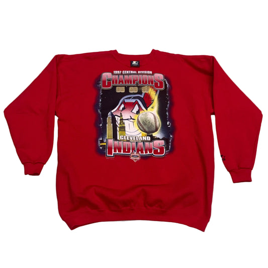 Cleveland Indians, Vintage 1997 Starter Division Champions Sweatshirt, Size: XL