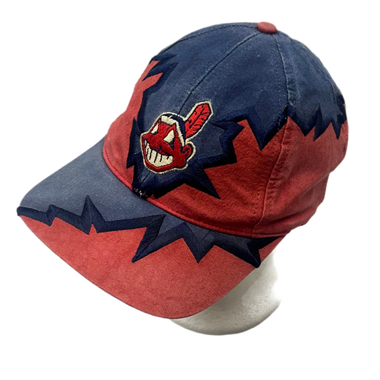 Cleveland Indians, 1990s Jagged Edge Strapback Hat, Size: One Fits Most