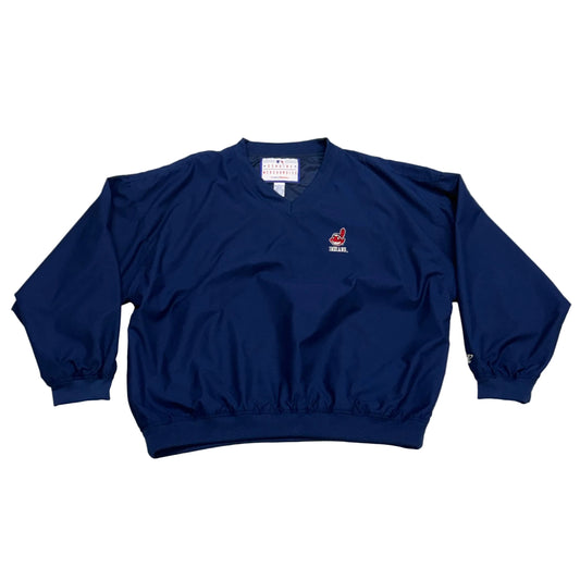 Cleveland Indians, Vintage 2000s Logo Athletic Pullover Windbreaker, Size: XXL