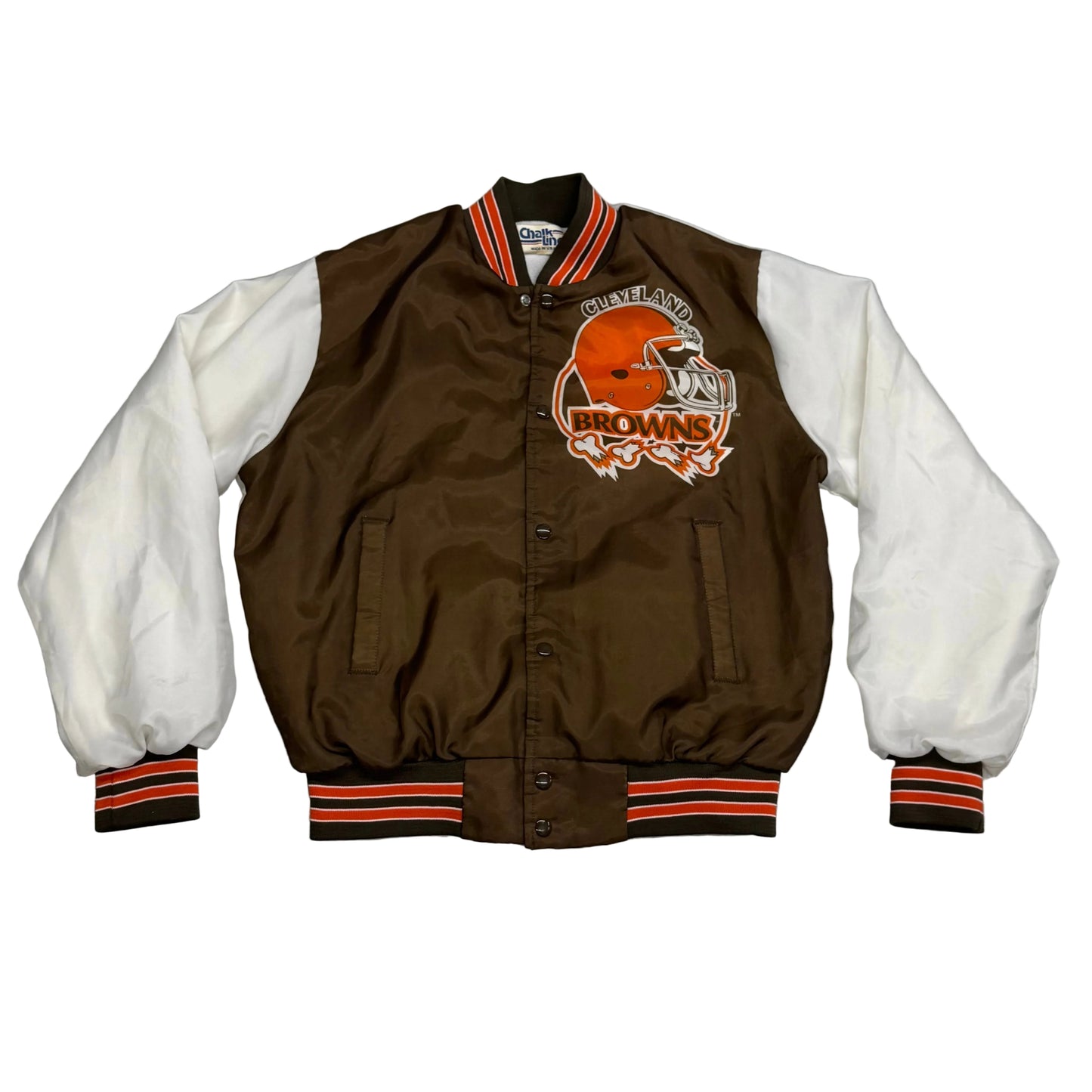 Cleveland Browns, Vintage 1990s Chalk Line "Fanimation" Satin Bomber Jacket, Size: Medium