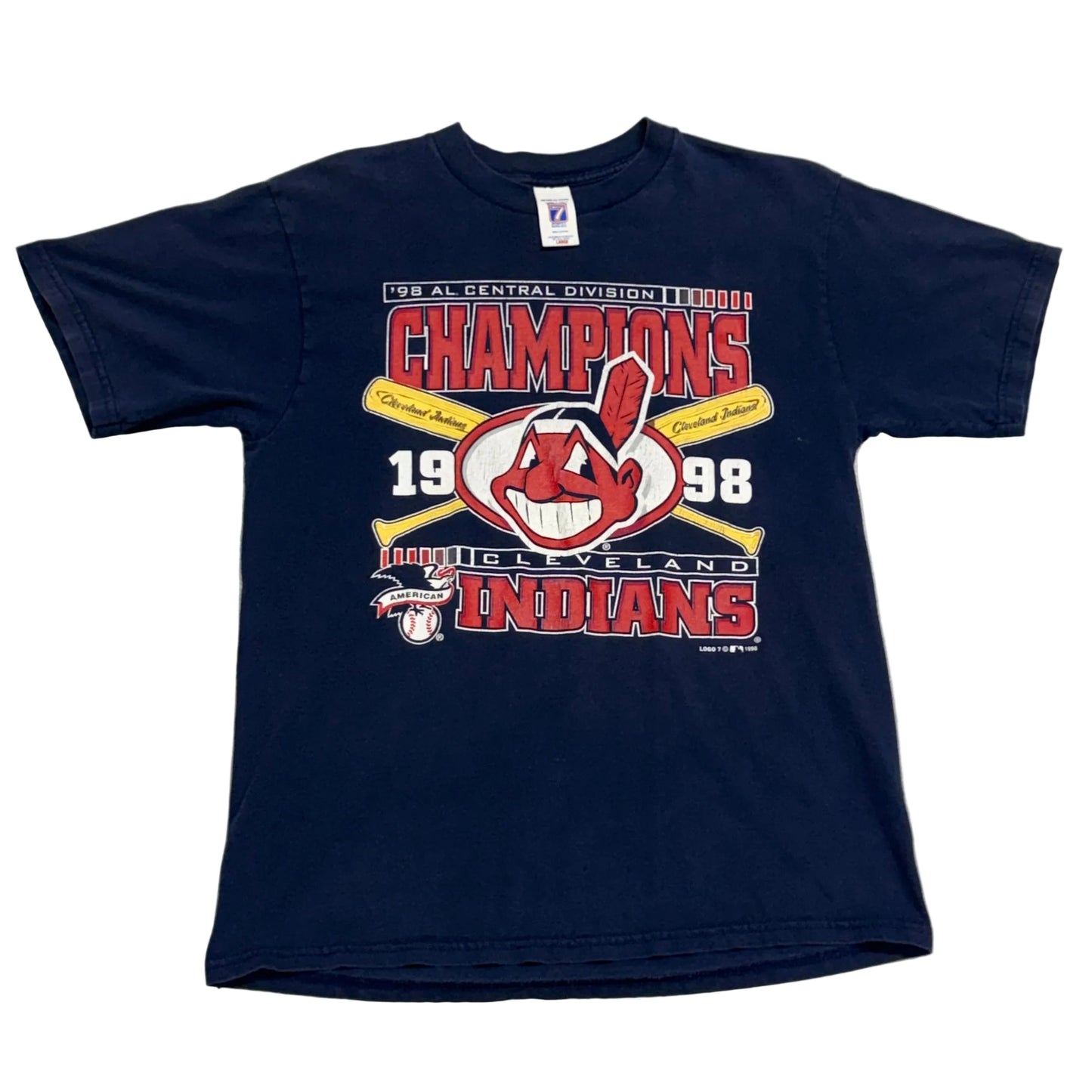 Cleveland Indians, Vintage 1998 Division Champions T-shirt, Size: Large