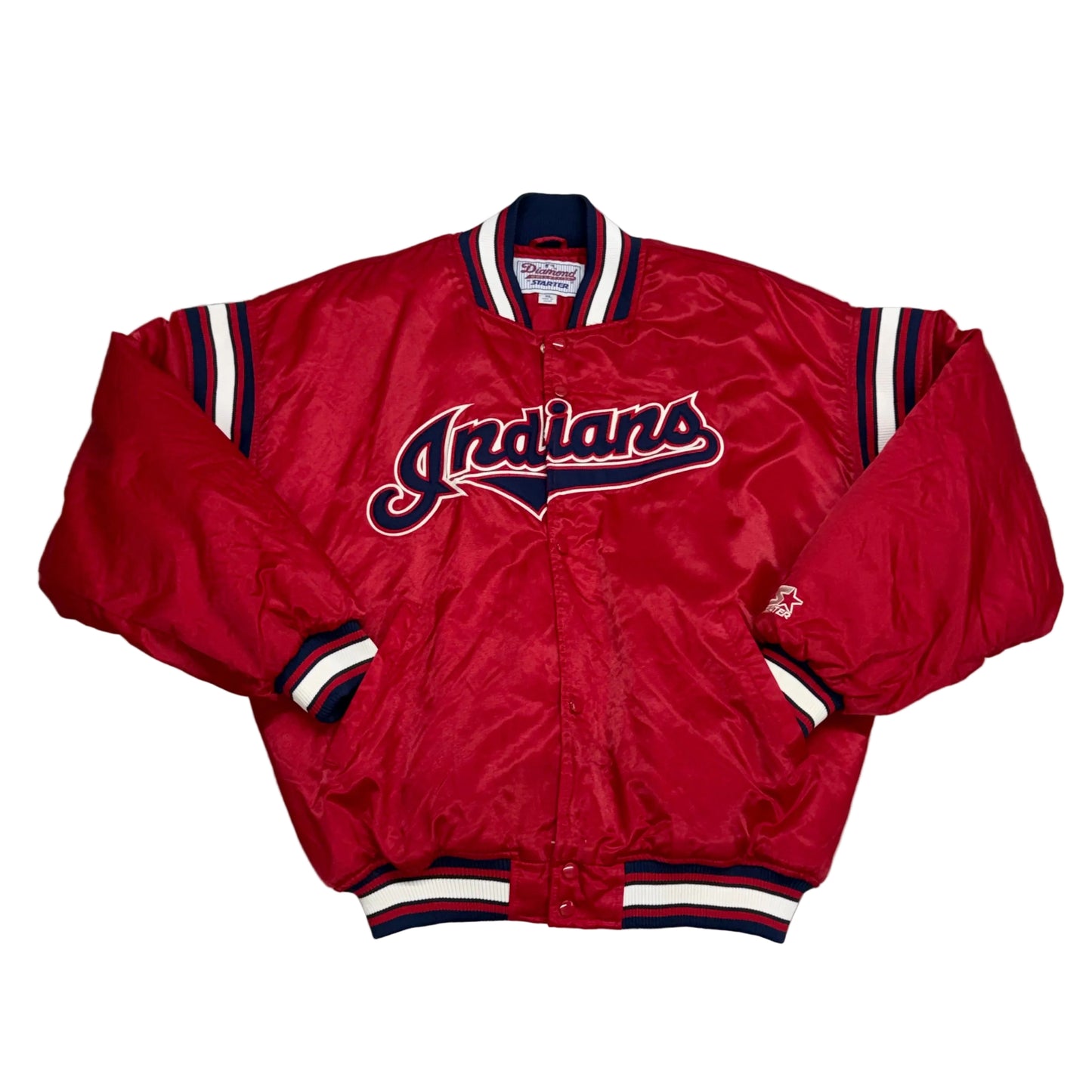 Cleveland Indians, Vintage 1990s Starter Satin Bomber Jacket, Size: XL