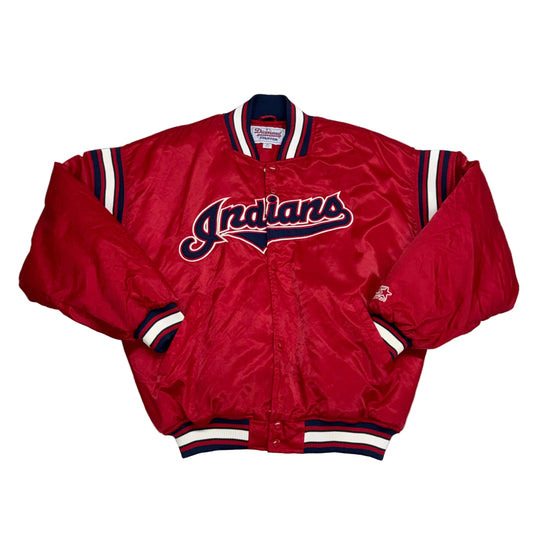 Cleveland Indians, Vintage 1990s Starter Satin Bomber Jacket, Size: XL