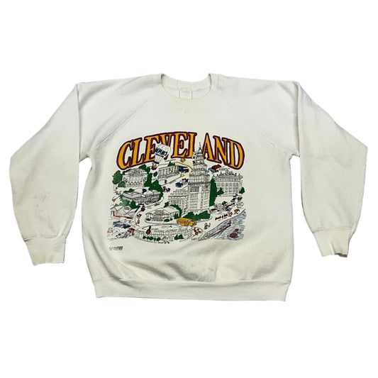 Cleveland, 1980s AOP Sweatshirt, Size: Medium