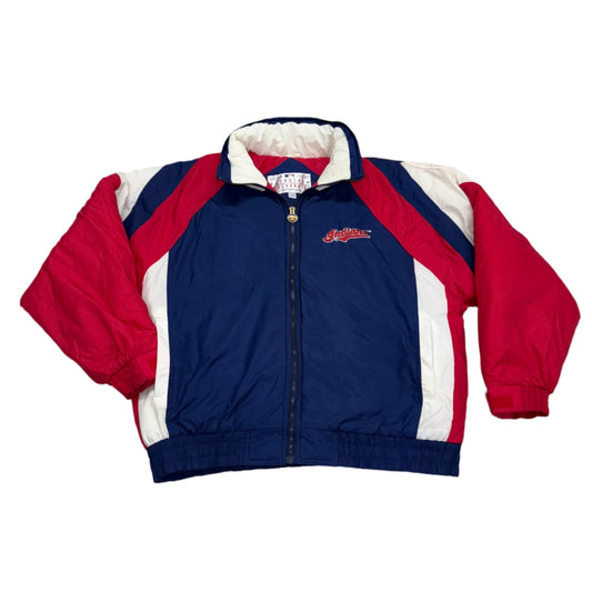Cleveland Indians, Vintage 1990s Puffer Jacket With Tuck Away Hood, Size: XL