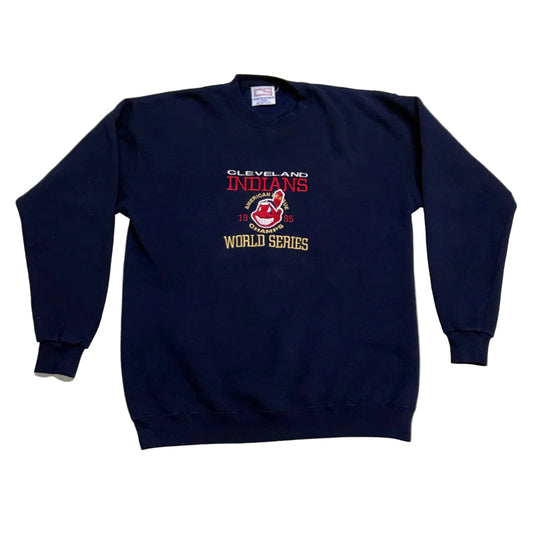 Cleveland Indians, Vintage 1995 Embroidered Crewneck Sweatshirt, Size: Large