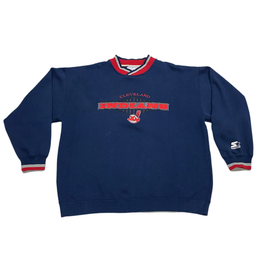 Cleveland Indians, Vintage 1990s Starter Embroidered Sweatshirt, Size: XL