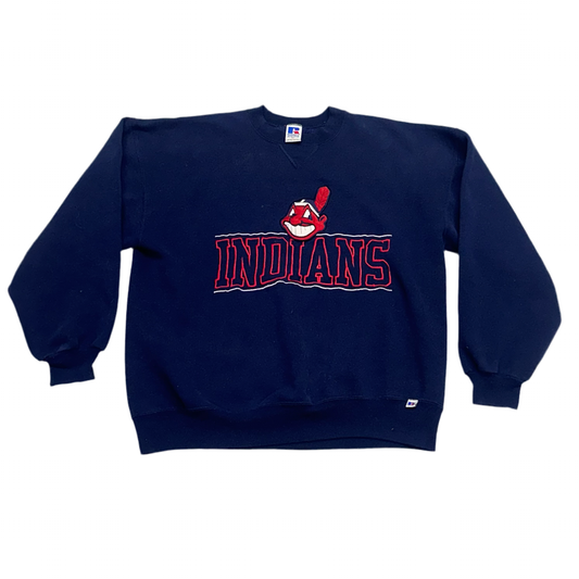 Cleveland Indians, Vintage 1990s Embroidered Russell Athletic Sweatshirt, Size: XL