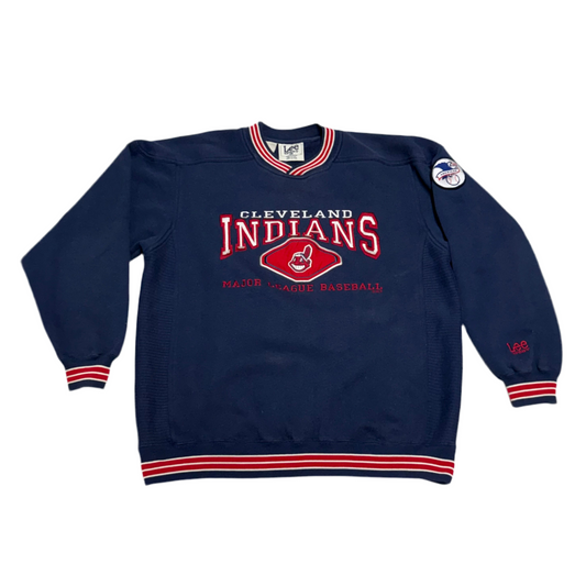 Cleveland Indians, Vintage Lee Sports Embroidered Crewneck Sweatshirt, Size: Large