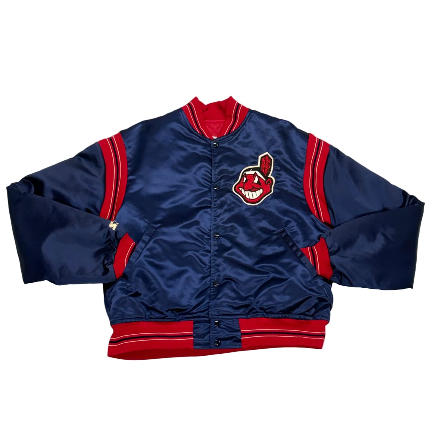 Cleveland Indians, Vintage 1980s Starter Satin Bomber Jacket, Size: Large