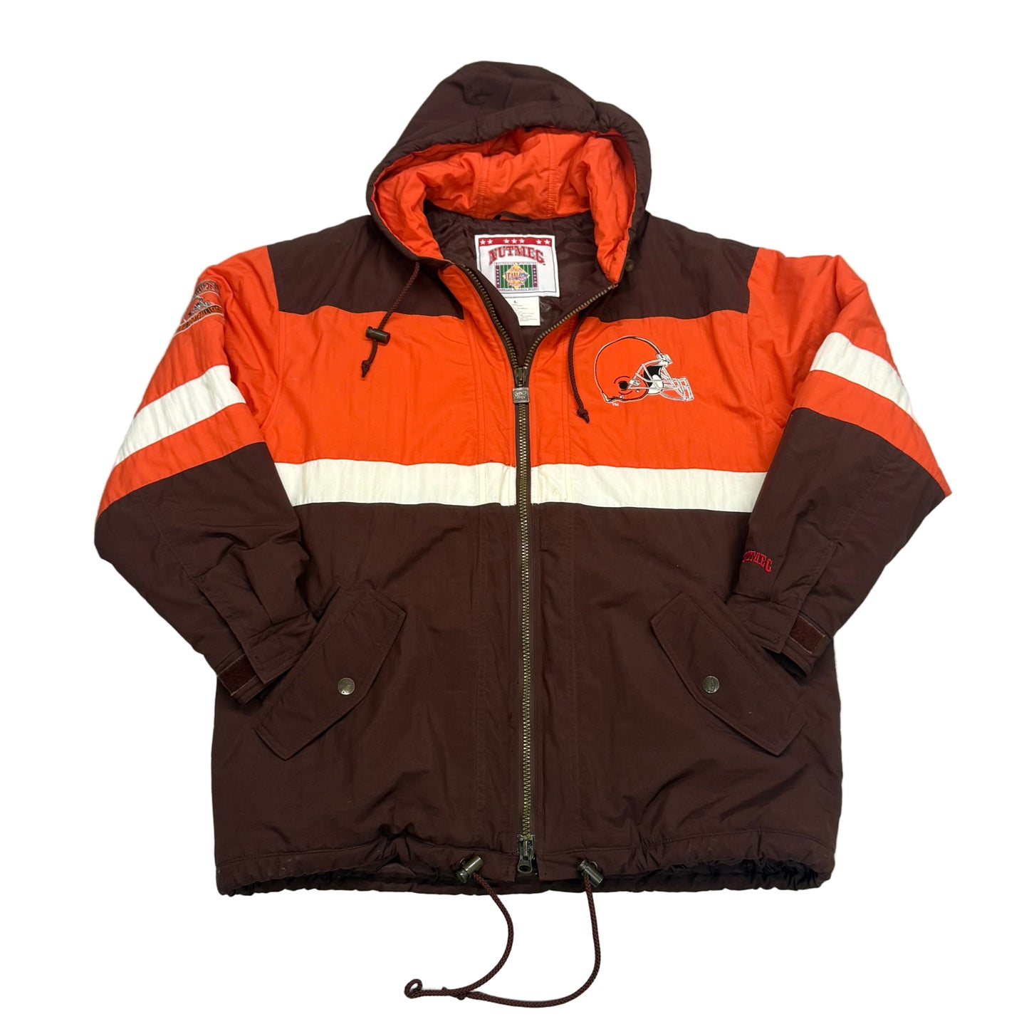 Cleveland Browns, 1990s Nutmeg Puffer Jacket with Hood, Size: XL